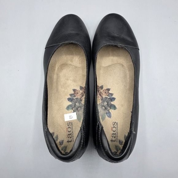 Taos Debut Shoes Womens 8 Black Leather Comfort Low Heel Slip On Cushioned - Picture 7 of 14